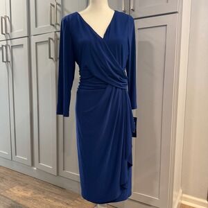 Chaps Women's Long Sleeve Blue Dress